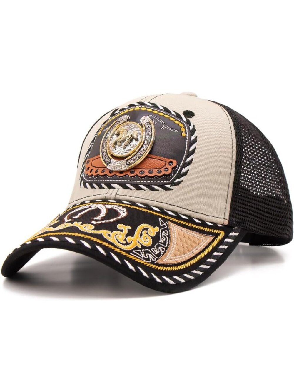 Men's P Beige Polyester Western Vintage Cowboy Cute Baseball Cap